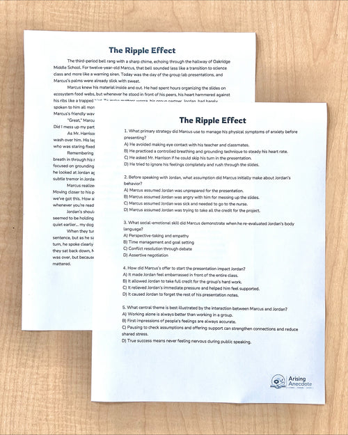 "The Ripple Effect" Social & Emotional Learning | Short Story Worksheet | Middle School