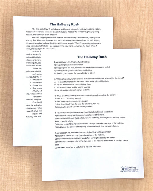 "The Hallway Rush" Social & Emotional Learning | Short Story Worksheet | Middle School
