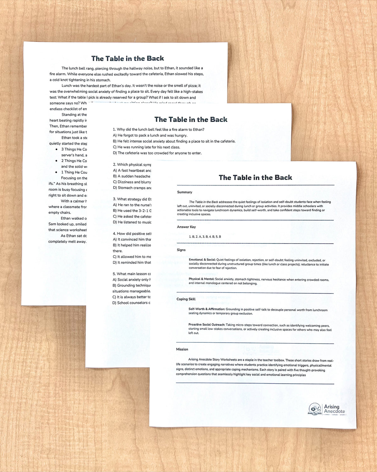 Anxiety in Middle School: 5 SEL Short Stories for 6th - 8th Grade | Social-Emotional Learning Activity