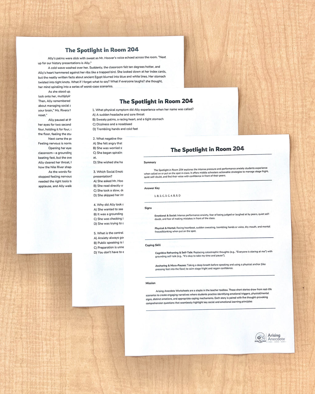 Anxiety in Middle School: 5 SEL Short Stories for 6th - 8th Grade | Social-Emotional Learning Activity