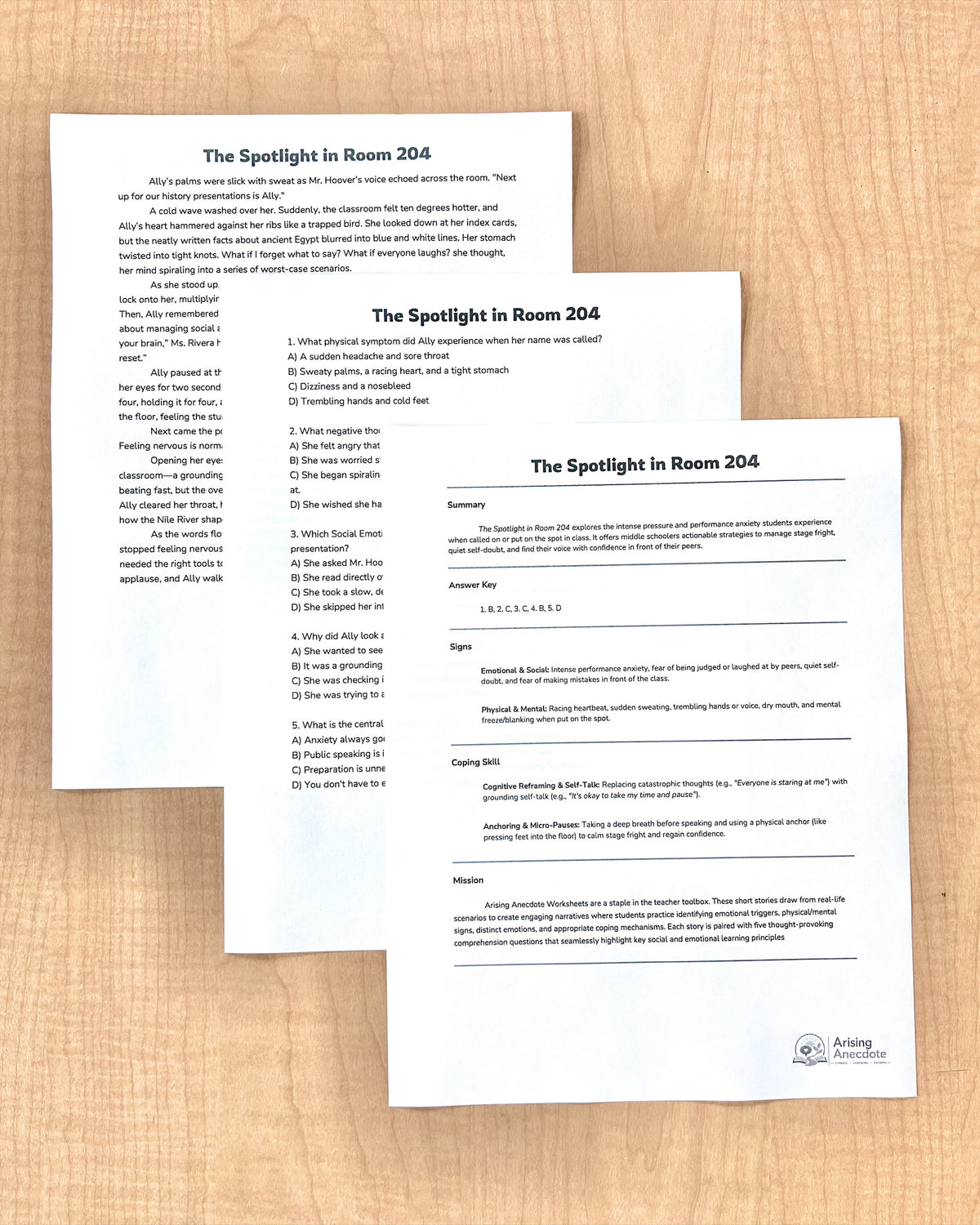 Anxiety in Middle School: 5 SEL Short Stories for 6th - 8th Grade | Social-Emotional Learning Activity