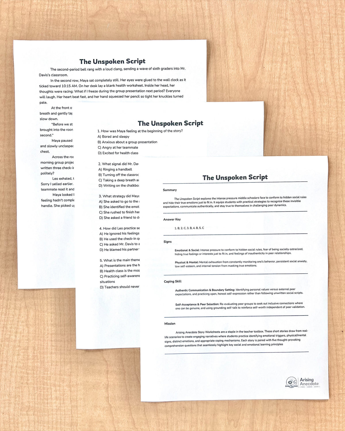 Anxiety in Middle School: 5 SEL Short Stories for 6th - 8th Grade | Social-Emotional Learning Activity