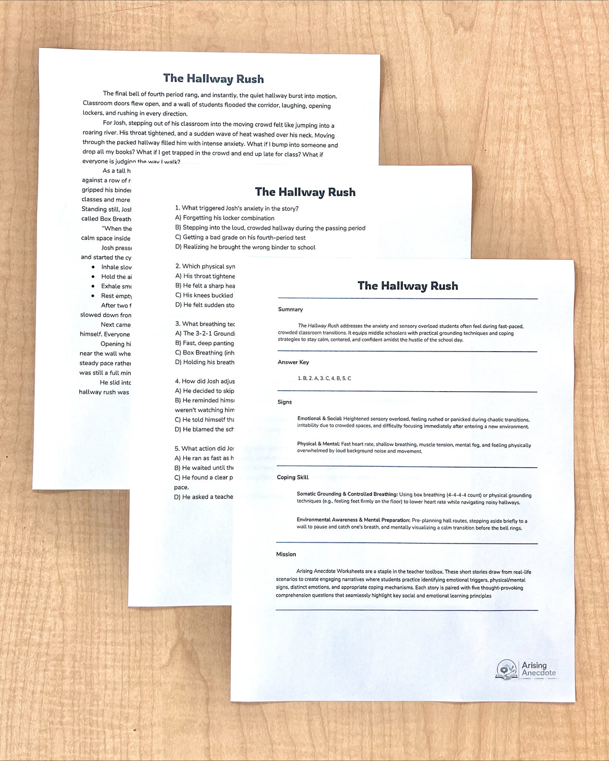 Anxiety in Middle School: 5 SEL Short Stories for 6th - 8th Grade | Social-Emotional Learning Activity